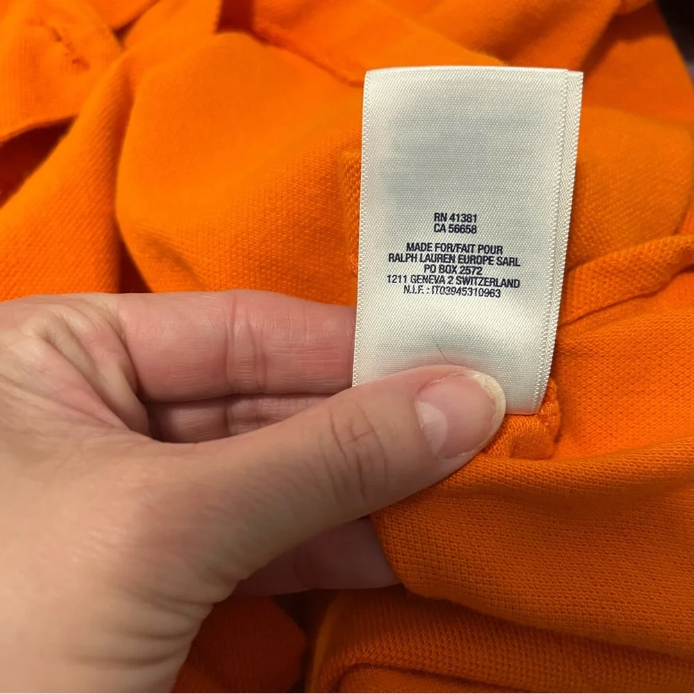Polo Ralph Lauren short sleeve‎ shirt big pony orange green boys medium 10-12